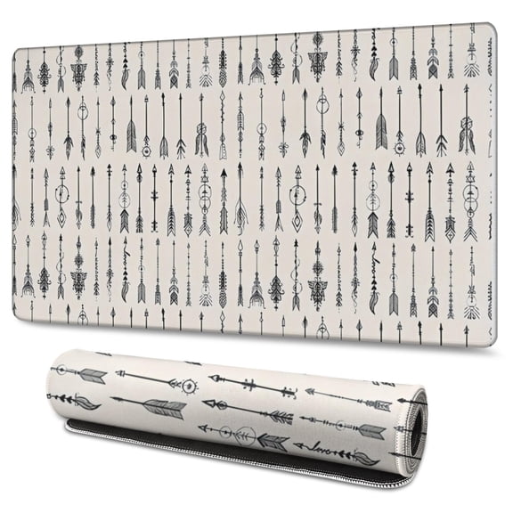 Long Mouse Pads for Desk,Black Arrow Pattern Desk Mats on Top Of Desks, Desk Mouse Pad Extra Large with 3mm Non-Slip Base and Stitched Edge for Gaming,Office,Work,Home 47.3"x23.6"