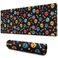 thumbnail image 1 of Long Mouse Pads for Desk,Black Colorful Skull Bone Pattern Desk Mats on Top Of Desks, Desk Mouse Pad Extra Large with 3mm Non-Slip Base and Stitched Edge for Gaming,Office,Work,Home 31.5"x11.8", 1 of 6