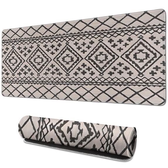 Long Mouse Pads for Desk,Black Geometric Diamond Striped Pattern Desk Mats on Top Of Desks, Desk Mouse Pad Extra Large with 3mm Non-Slip Base and Stitched Edge for Gaming,Office,Work,Home 31.5"x11.8"