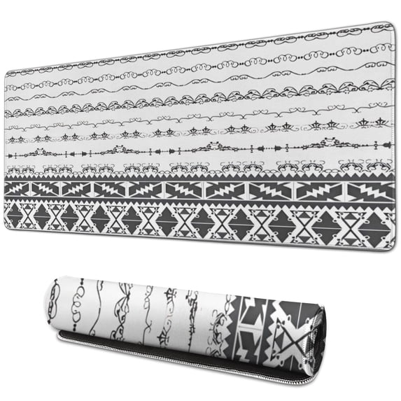 Long Mouse Pads for Desk,Black Geometric Diamond Striped Pattern Desk Mats on Top Of Desks, Desk Mouse Pad Extra Large with 3mm Non-Slip Base and Stitched Edge for Gaming,Office,Work,Home 31.5"x11.8"