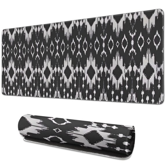 Long Mouse Pads for Desk,Black Geometric Pattern Desk Mats on Top Of Desks, Desk Mouse Pad Extra Large with 3mm Non-Slip Base and Stitched Edge for Gaming,Office,Work,Home 31.5"x11.8"