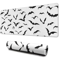 Long Mouse Pads for Desk,Black Halloween Bats Desk Mats on Top Of Desks, Desk Mouse Pad Extra Large with 3mm Non-Slip Base and Stitched Edge for Gaming,Office,Work,Home 31.5"x11.8"
