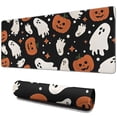 thumbnail image 1 of Long Mouse Pads for Desk,Black Halloween Ghosts and Pumpkins Desk Mats on Top Of Desks, Desk Mouse Pad Extra Large with 3mm Non-Slip Base and Stitched Edge for Gaming,Office,Work,Home 31.5"x11.8", 1 of 6