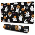 thumbnail image 1 of Long Mouse Pads for Desk,Black Halloween Ghosts and Pumpkins Desk Mats on Top Of Desks, Desk Mouse Pad Extra Large with 3mm Non-Slip Base and Stitched Edge for Gaming,Office,Work,Home 47.3"x23.6", 1 of 6