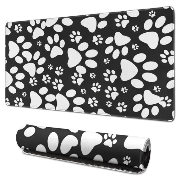 Long Mouse Pads for Desk,Black Paw Desk Mats on Top Of Desks, Desk Mouse Pad Extra Large with 3mm Non-Slip Base and Stitched Edge for Gaming,Office,Work,Home 31.5"x15.7"