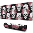 thumbnail image 1 of Long Mouse Pads for Desk,Black Skull Rose Pattern Desk Mats on Top Of Desks, Desk Mouse Pad Extra Large with 3mm Non-Slip Base and Stitched Edge for Gaming,Office,Work,Home 31.5"x11.8", 1 of 6