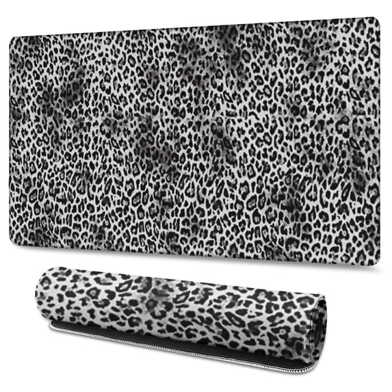 Long Mouse Pads for Desk,Black and Tan Leopard Print Desk Mats on Top Of Desks, Desk Mouse Pad Extra Large with 3mm Non-Slip Base and Stitched Edge for Gaming,Office,Work,Home 47.3"x23.6"