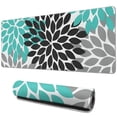thumbnail image 1 of Long Mouse Pads for Desk,Black Turquoise and Gray Floral Pattern Desk Mats on Top Of Desks, Desk Mouse Pad Extra Large with 3mm Non-Slip Base and Stitched Edge for Gaming,Office,Work,Home 31.5"x11.8", 1 of 6