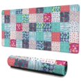thumbnail image 1 of Long Mouse Pads for Desk,Blue Boho Pioneer Flower Patchwork Desk Mats on Top Of Desks, Desk Mouse Pad Extra Large with 3mm Non-Slip Base and Stitched Edge for Gaming,Work,Home 35.4"x15.7", 1 of 5
