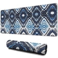 thumbnail image 1 of Long Mouse Pads for Desk,Blue Ethnic Geometric Pattern Desk Mats on Top Of Desks, Desk Mouse Pad Extra Large with 3mm Non-Slip Base and Stitched Edge for Gaming,Office,Work,Home 31.5"x11.8", 1 of 6
