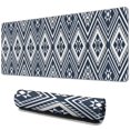 thumbnail image 1 of Long Mouse Pads for Desk,Blue Geometric Diamond Triangle Pattern Desk Mats on Top Of Desks, Desk Mouse Pad Extra Large with 3mm Non-Slip Base and Stitched Edge for Gaming,Office,Work,Home 31.5"x11.8", 1 of 6