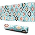 thumbnail image 1 of Long Mouse Pads for Desk,Blue Geometric Flower Diamond Pattern Desk Mats on Top Of Desks, Desk Mouse Pad Extra Large with 3mm Non-Slip Base and Stitched Edge for Gaming,Office,Work,Home 31.5"x11.8", 1 of 6