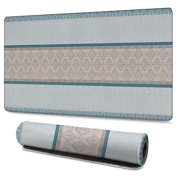 Long Mouse Pads for Desk,Blue Geometric Striped Pattern Desk Mats on Top Of Desks, Desk Mouse Pad Extra Large with 3mm Non-Slip Base and Stitched Edge for Gaming,Office,Work,Home 47.3"x23.6"