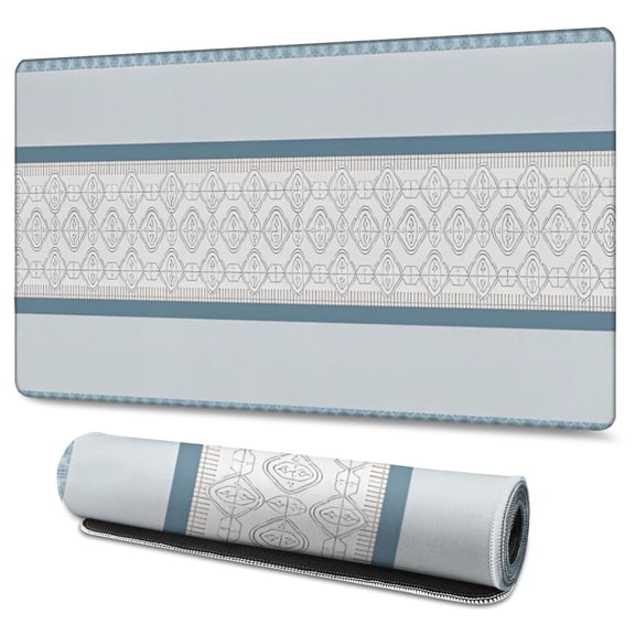 Long Mouse Pads for Desk,Blue Geometric Striped Pattern Desk Mats on Top Of Desks, Desk Mouse Pad Extra Large with 3mm Non-Slip Base and Stitched Edge for Gaming,Office,Work,Home 47.3"x23.6"