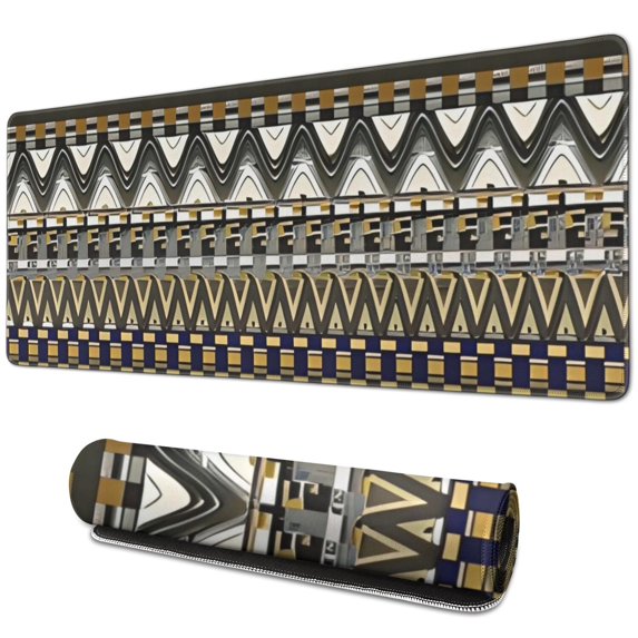 Long Mouse Pads for Desk,Blue Geometric Zigzag Checker Pattern Desk Mats on Top Of Desks, Desk Mouse Pad Extra Large with 3mm Non-Slip Base and Stitched Edge for Gaming,Office,Work,Home 31.5"x11.8"