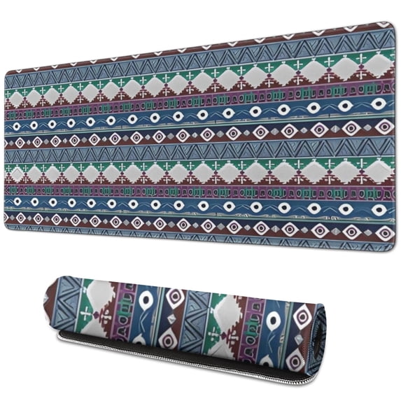 Long Mouse Pads for Desk,Boho Ethnic Geometric Pattern Desk Mats on Top Of Desks, Desk Mouse Pad Extra Large with 3mm Non-Slip Base and Stitched Edge for Gaming,Office,Work,Home 31.5"x11.8"