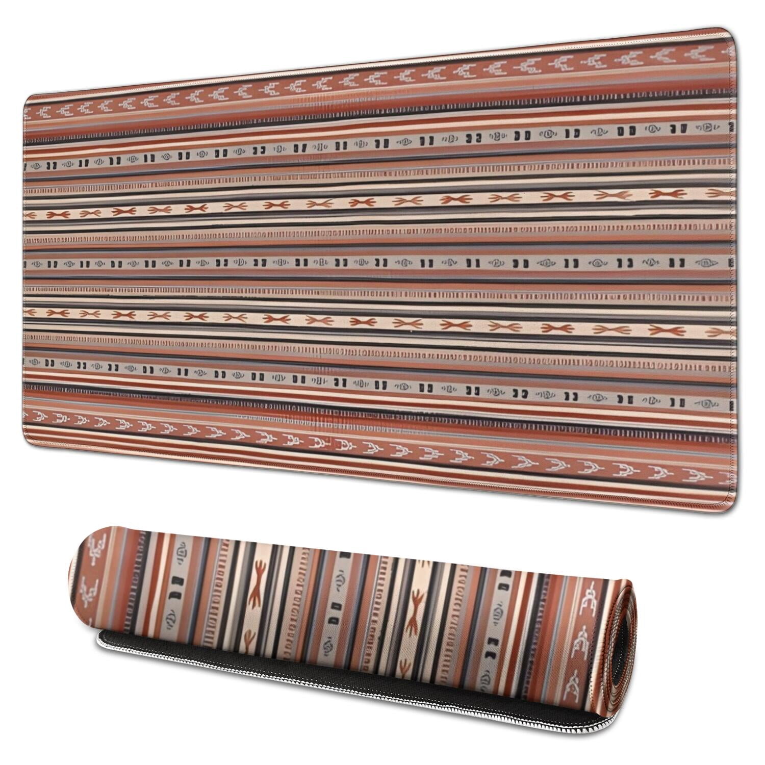 Long Mouse Pads for Desk,Boho Red Striped Ethnic Pattern Desk Mats on Top Of Desks, Desk Mouse Pad Extra Large with 3mm Non-Slip Base and Stitched Edge for Gaming,Office,Work,Home 31.5"x15.7"