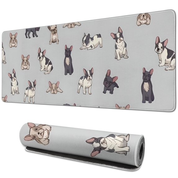 Long Mouse Pads for Desk,Boston Terrier Desk Mats on Top Of Desks, Desk Mouse Pad Extra Large with 3mm Non-Slip Base and Stitched Edge for Gaming,Office,Work,Home 31.5"x11.8"