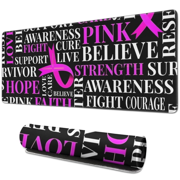 Long Mouse Pads for Desk,Breast Cancer Desk Mats on Top Of Desks, Desk Mouse Pad Extra Large with 3mm Non-Slip Base and Stitched Edge for Gaming,Office,Work,Home 31.5x11.8in
