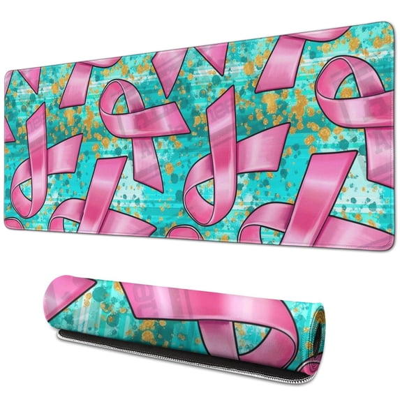 Long Mouse Pads for Desk,Breast Cancer Desk Mats on Top Of Desks, Desk Mouse Pad Extra Large with 3mm Non-Slip Base and Stitched Edge for Gaming,Office,Work,Home 31.5x11.8in