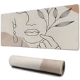 thumbnail image 1 of Long Mouse Pads for Desk,Brown Boho Line Art Face and Plant Desk Mats on Top Of Desks, Desk Mouse Pad Extra Large with 3mm Non-Slip Base and Stitched Edge for Gaming,Work,Home 31.5"x11.8", 1 of 5