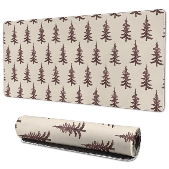 Long Mouse Pads for Desk,Brown Christmas Tree Pattern Desk Mats on Top Of Desks, Desk Mouse Pad Extra Large with 3mm Non-Slip Base and Stitched Edge for Gaming,Office,Work,Home 35.4x15.7in