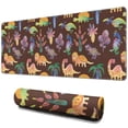 thumbnail image 1 of Long Mouse Pads for Desk,Brown Dinosaurs Flowers Trees Pattern Desk Mats on Top Of Desks, Desk Mouse Pad Extra Large with 3mm Non-Slip Base and Stitched Edge for Gaming,Office,Work,Home 31.5"x11.8", 1 of 6