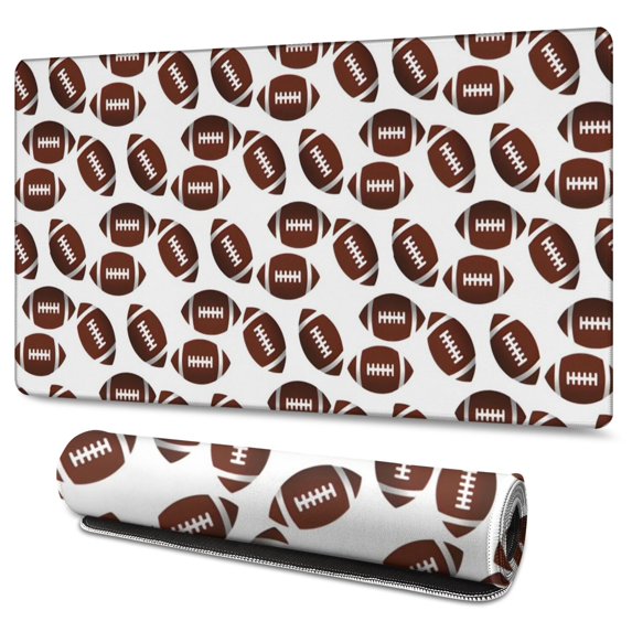 Long Mouse Pads for Desk,Brown Footballs Repeat Pattern Desk Mats on Top Of Desks, Desk Mouse Pad Extra Large with 3mm Non-Slip Base and Stitched Edge for Gaming,Office,Work,Home 47.3"x23.6"