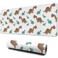 thumbnail image 1 of Long Mouse Pads for Desk,Brown and Teal Dinosaur Pattern Desk Mats on Top Of Desks, Desk Mouse Pad Extra Large with 3mm Non-Slip Base and Stitched Edge for Gaming,Office,Work,Home 31.5"x11.8", 1 of 6
