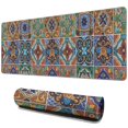 thumbnail image 1 of Long Mouse Pads for Desk,Brown Traditional Tile Pattern Desk Mats on Top Of Desks, Desk Mouse Pad Extra Large with 3mm Non-Slip Base and Stitched Edge for Gaming,Office,Work,Home 31.5"x11.8", 1 of 6