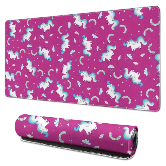Long Mouse Pads for Desk,Cartoon Unicorn Pattern Desk Mats on Top Of Desks, Desk Mouse Pad Extra Large with 3mm Non-Slip Base and Stitched Edge for Gaming,Office,Work,Home 31.5"x15.7"