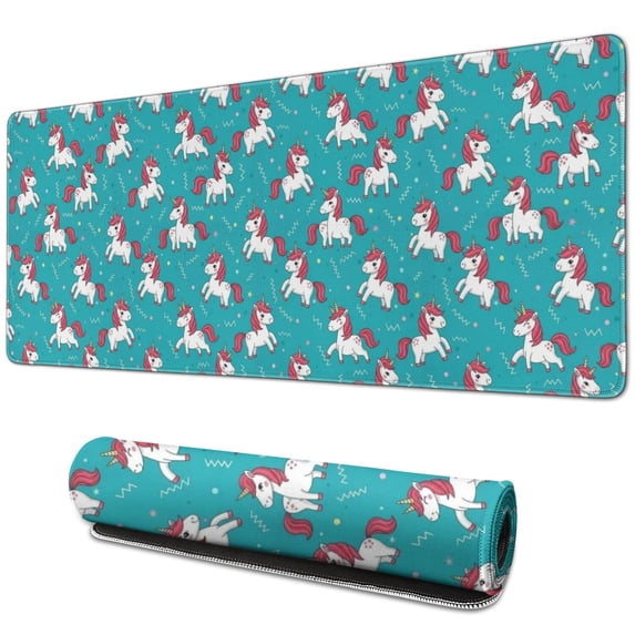 Long Mouse Pads for Desk,Cartoon Unicorn Pattern Desk Mats on Top Of Desks, Desk Mouse Pad Extra Large with 3mm Non-Slip Base and Stitched Edge for Gaming,Office,Work,Home 31.5"x11.8"