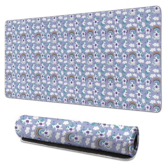 Long Mouse Pads for Desk,Cartoon Unicorn Rainbow Cloud Pattern Desk Mats on Top Of Desks, Desk Mouse Pad Extra Large with 3mm Non-Slip Base and Stitched Edge for Gaming,Office,Work,Home 31.5"x15.7"