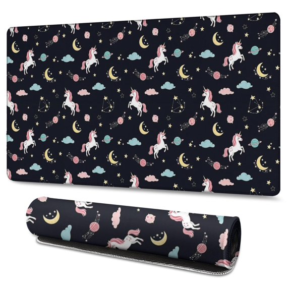 Long Mouse Pads for Desk,Cartoon Unicorn Space Pattern Desk Mats on Top Of Desks, Desk Mouse Pad Extra Large with 3mm Non-Slip Base and Stitched Edge for Gaming,Office,Work,Home 47.3"x23.6"