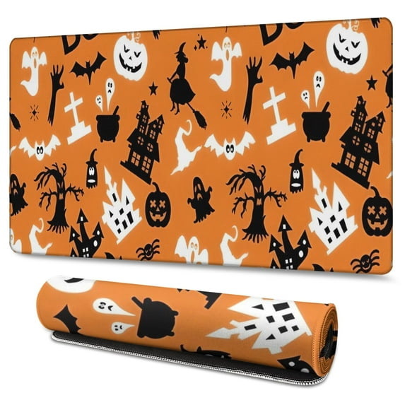 Long Mouse Pads for Desk,Classic Halloween Pattern Desk Mats on Top Of Desks, Desk Mouse Pad Extra Large with 3mm Non-Slip Base and Stitched Edge for Gaming,Office,Work,Home 47.3"x23.6"
