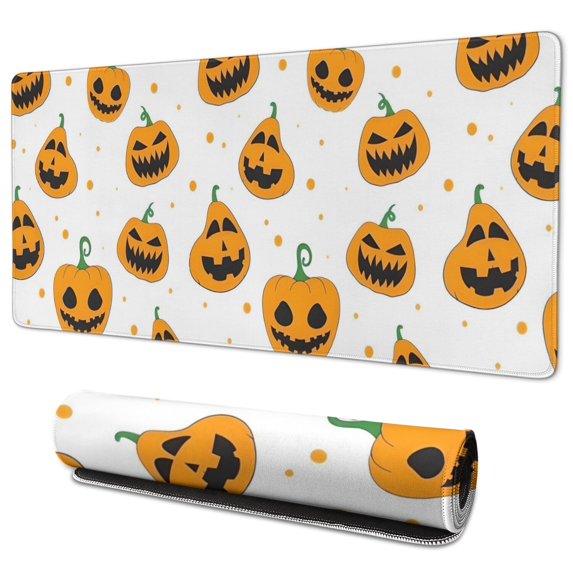 Long Mouse Pads for Desk,Classic Halloween Pumpkins Pattern Desk Mats on Top Of Desks, Desk Mouse Pad Extra Large with 3mm Non-Slip Base and Stitched Edge for Gaming,Office,Work,Home 35.4"x15.7"