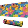 thumbnail image 1 of Long Mouse Pads for Desk,Colorful Cartoon Dinosaurs Geometric Desk Mats on Top Of Desks, Desk Mouse Pad Extra Large with 3mm Non-Slip Base and Stitched Edge for Gaming,Work,Home 31.5"x11.8", 1 of 5