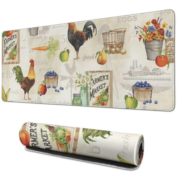 Long Mouse Pads for Desk,Colorful Chicken Pattern Desk Mats on Top Of Desks, Desk Mouse Pad Extra Large with 3mm Non-Slip Base and Stitched Edge for Gaming,Office,Work,Home 31.5x11.8in