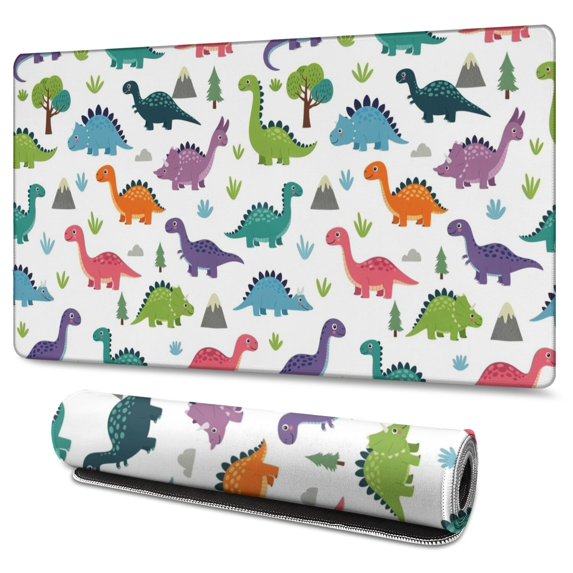 Long Mouse Pads for Desk,Colorful Dinosaur and Nature Pattern Desk Mats on Top Of Desks, Desk Mouse Pad Extra Large with 3mm Non-Slip Base and Stitched Edge for Gaming,Office,Work,Home 47.3"x23.6"