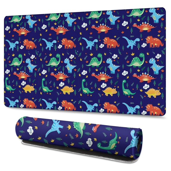 Long Mouse Pads for Desk,Colorful Dinosaurs Clouds Trees Pattern Desk Mats on Top Of Desks, Desk Mouse Pad Extra Large with 3mm Non-Slip Base and Stitched Edge for Gaming,Office,Work,Home 47.3"x23.6"