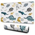 thumbnail image 1 of Long Mouse Pads for Desk,Colorful Dinosaurs Eggs Leaves Pattern Desk Mats on Top Of Desks, Desk Mouse Pad Extra Large with 3mm Non-Slip Base and Stitched Edge for Gaming,Office,Work,Home 47.3"x23.6", 1 of 6