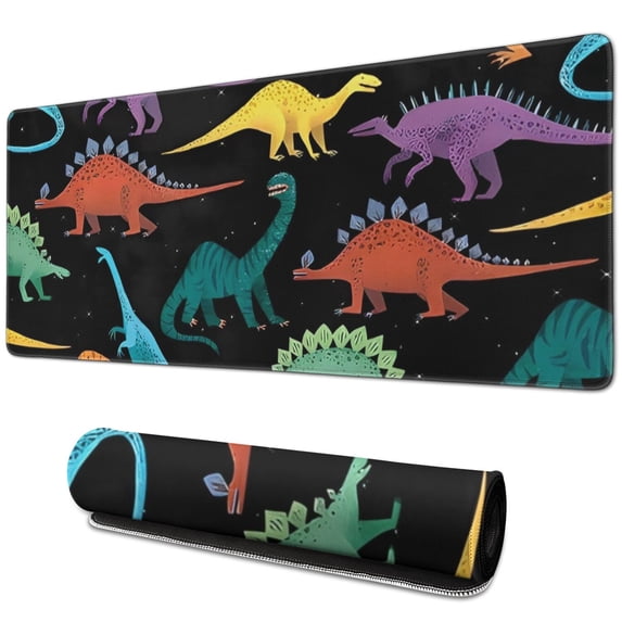 Long Mouse Pads for Desk,Colorful Dinosaurs Galaxy Pattern Desk Mats on Top Of Desks, Desk Mouse Pad Extra Large with 3mm Non-Slip Base and Stitched Edge for Gaming,Office,Work,Home 31.5"x11.8"