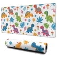 thumbnail image 1 of Long Mouse Pads for Desk,Colorful Dinosaurs Leaf White Pattern Desk Mats on Top Of Desks, Desk Mouse Pad Extra Large with 3mm Non-Slip Base and Stitched Edge for Gaming,Office,Work,Home 35.4"x15.7", 1 of 6