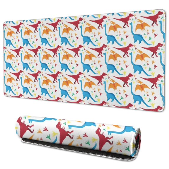 Long Mouse Pads for Desk,Colorful Dinosaurs Pattern Desk Mats on Top Of Desks, Desk Mouse Pad Extra Large with 3mm Non-Slip Base and Stitched Edge for Gaming,Office,Work,Home 35.4"x15.7"