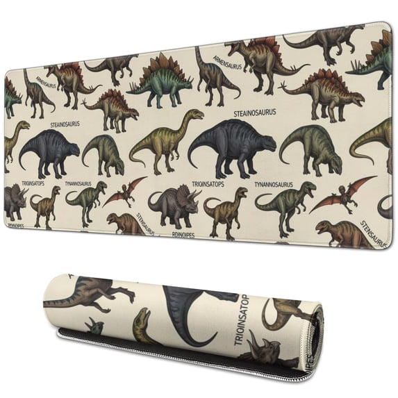 Long Mouse Pads for Desk,Colorful Dinosaurs Scientific Pattern Desk Mats on Top Of Desks, Desk Mouse Pad Extra Large with 3mm Non-Slip Base and Stitched Edge for Gaming,Office,Work,Home 31.5"x11.8"