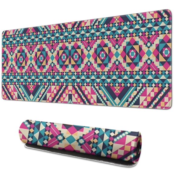 Long Mouse Pads for Desk,Colorful Geometric Pattern Desk Mats on Top Of Desks, Desk Mouse Pad Extra Large with 3mm Non-Slip Base and Stitched Edge for Gaming,Office,Work,Home 31.5"x11.8"