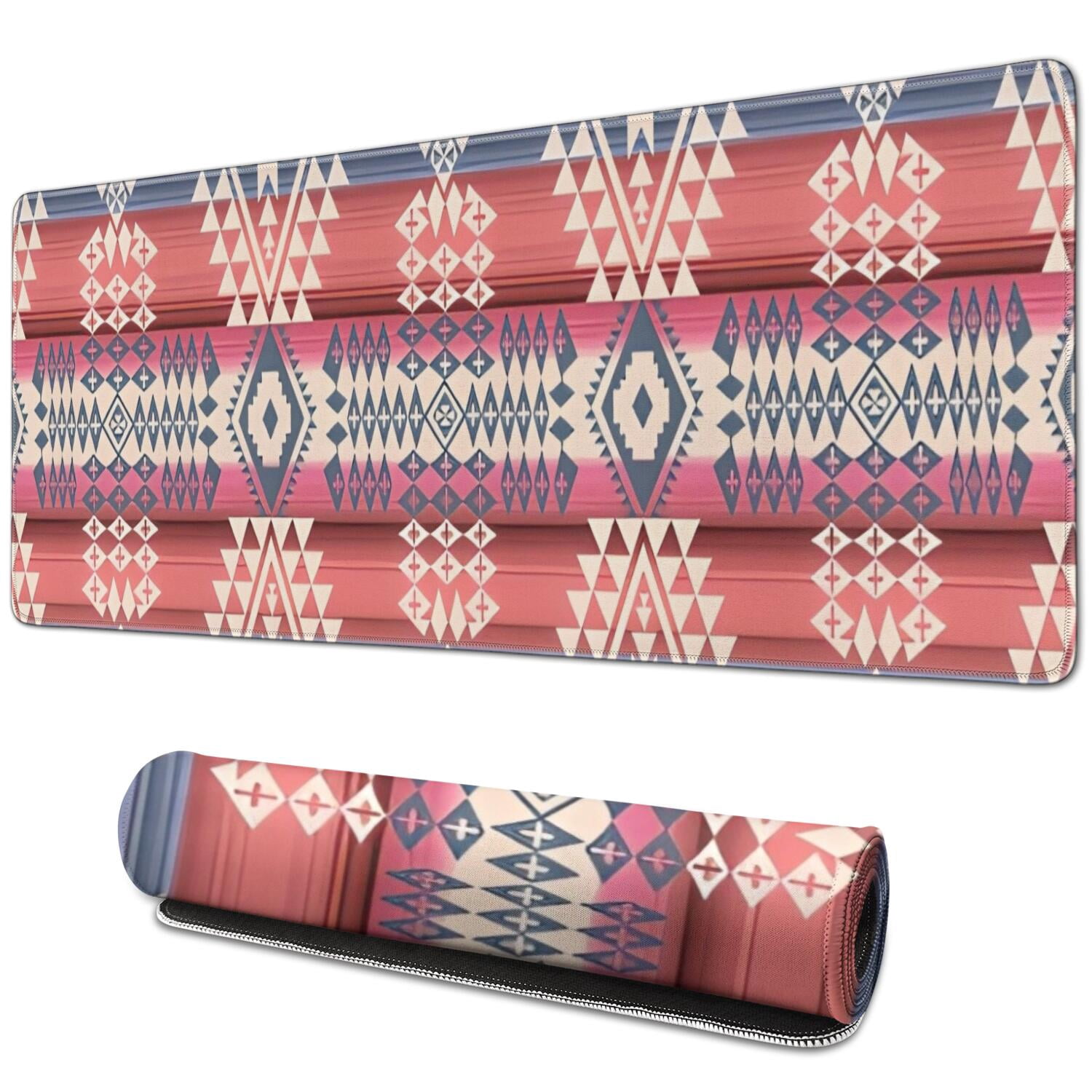 Long Mouse Pads for Desk,Colorful Geometric Striped Pattern (9) Desk Mats on Top Of Desks, Desk Mouse Pad Extra Large with 3mm Non-Slip Base and Stitched Edge for Gaming,Office,Work,Home 31.5"x11.8"