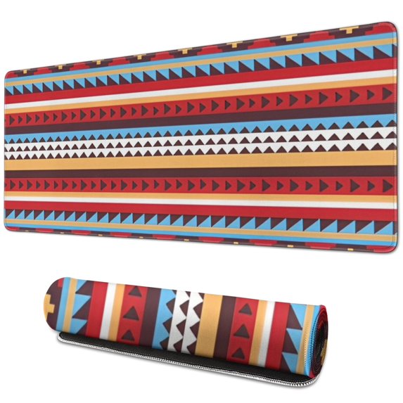 Long Mouse Pads for Desk,Colorful Geometric Striped Pattern Desk Mats on Top Of Desks, Desk Mouse Pad Extra Large with 3mm Non-Slip Base and Stitched Edge for Gaming,Office,Work,Home 31.5"x11.8"
