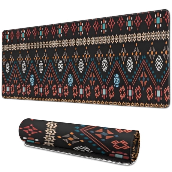 Long Mouse Pads for Desk,Colorful Geometric Striped Pattern Desk Mats on Top Of Desks, Desk Mouse Pad Extra Large with 3mm Non-Slip Base and Stitched Edge for Gaming,Office,Work,Home 31.5"x11.8"