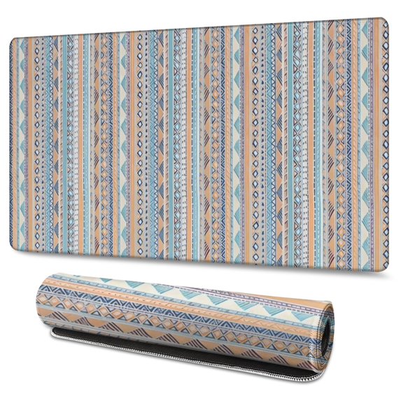 Long Mouse Pads for Desk,Colorful Geometric Striped Pattern Desk Mats on Top Of Desks, Desk Mouse Pad Extra Large with 3mm Non-Slip Base and Stitched Edge for Gaming,Office,Work,Home 47.3"x23.6"